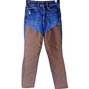 Gap True Skinny Ankle Sky High Blue Cotton Denim Tan Duck Brush Guard Size 26/2